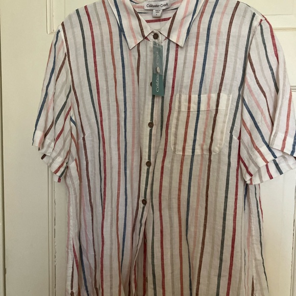 Coldwater Creek Tops - Coldwater Creek Striped Linen Shirt
